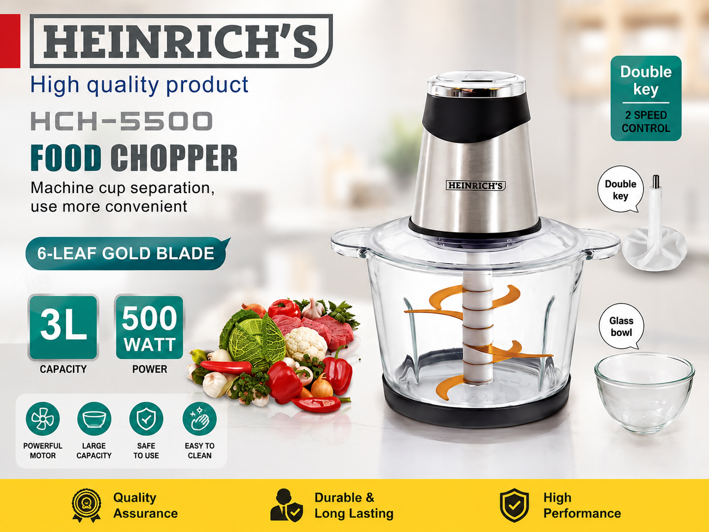 غذا ساز 3کاسه هنریش مدل HCH_5500